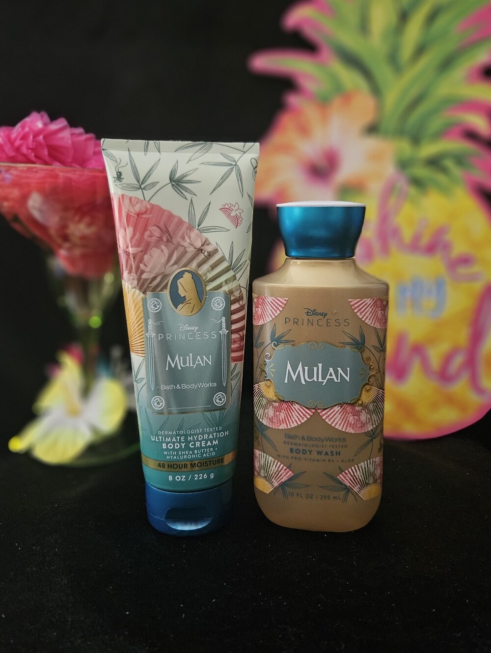 NWT Bath & Body Works Disney Princess Mulan Bodycare Set - Pink/Teal